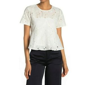 NSR Floral eyelet white top